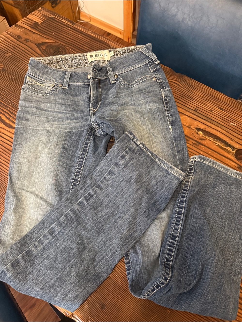 Ariat Women's Boot Cut Jeans in Faded Blue Denim